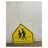 Yellow School Zone Crossing Sign