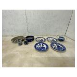 9 Blue and White Ceramic Tableware Pieces