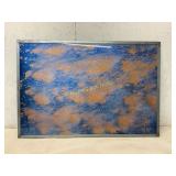 Framed Abstract Blue and Copper Artwork