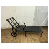 Black Metal Outdoor Chaise Lounge with Wheels