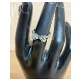 Sterling Silver Bow Ring with CZ Accents