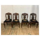 Four Wooden Chairs with Needlework Seats