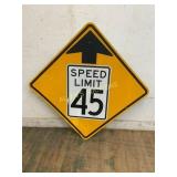 Yellow Speed Limit 45 Road Sign
