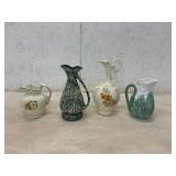 4 Decorative Ceramic Pitchers