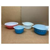 Four Pyrex Mixing Bowls
