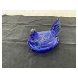 Cobalt Blue Glass Hen-on-Nest