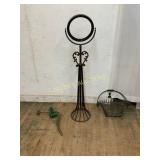 Wrought Iron Mirror Stand, Basket, and Pulley