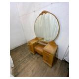 Wooden Vanity with Mirror and Drawers