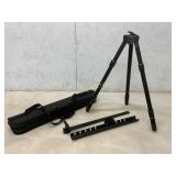 Black Tripod with Rail and Carrying Case