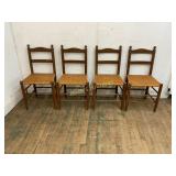 4 Wooden Chairs with Woven Seats
