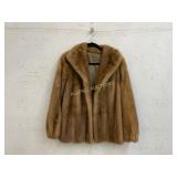 Tan Fur Coat with Satin Lining no size