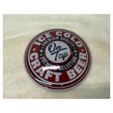 Round Tin Beer Sign Ice Cold Craft Beer'