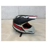 Black, White, and Red Motocross Helmet