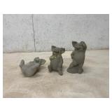 3 Ceramic Pig Figurines
