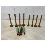 12 Wooden Textile Bobbins and Spools