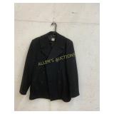 Black Wool Double-Breasted Peacoat