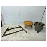 Saw, Round Table, and Wringer Pail