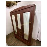Wooden Wardrobe With Mirrored Doors