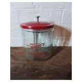 Glass Jar with Red Metal Lid