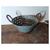 Tin Basket with Perforated Design and Handles