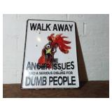 Metal Sign with Humorous Rooster Design