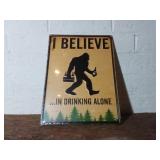 Embossed Metal Sign With Sasquatch Design