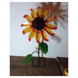 Metal Sunflower Sculpture with Painted Finish