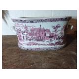 Ceramic Oval Cachepot with Equestrian Scene