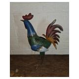 Painted Metal Rooster Sculpture
