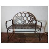 Metal Bench with Honeycomb and Bee Motif