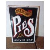 Embossed Metal Sign: Delicious Pies