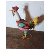 Painted Metal Rooster Sculpture