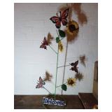 Metal Butterfly and Sunflower Decorative Stand