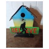 Painted Metal Birdhouse with Yeti Design
