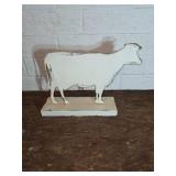 Metal Tin Cow Silhouette Decor on Base