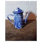 Blue and White Enamel Coffee Pot
