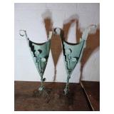 Pair of Metal Planters with Leaf Designs