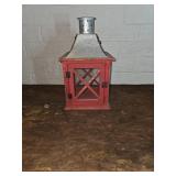 Red Wood and Tin Lantern