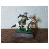 Painted Cast Iron Figurine of Rider on Horse