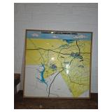 Wooden-Framed Map of Charlotte Mecklenburg Area