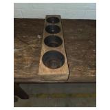 Wooden Mold with Four Circular Impressions