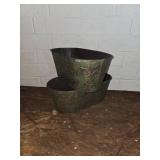Set of Two Embossed Metal Planters