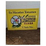 Metal Pacifico Clara Advertising Sign
