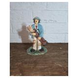 Painted Cast Iron Figurine of a Man with a Lamb