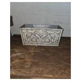 Rectangular Metal Planter With Embossed Design