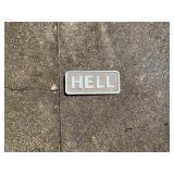 Metal Sign Panel With ï¿½Hellï¿½ Inscription