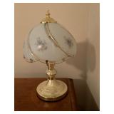 Brass ï¿½Lamp with Floral Glass