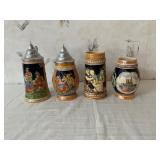 4 Ceramic Beer Steins