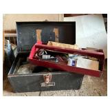 Metal Tool Chest with Red Tray and Contents