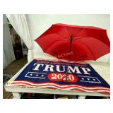 Red Umbrella and Trump 2020 Campaign Flag